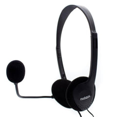 NILOX TECH - Cuffia con connettore 2x jack 3.5mm, microfono regolabile, controllo del volume sul cavo, lunghezza cavo 1.8 mt, archetto regolabile