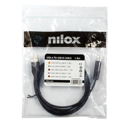 NILOX TECH - Cavo con connettore USB-A 2.0 a connettore USB-B, maschio a maschio, lunghezza cavo 1.8 mt, schermato, velocità max trasferimento 480 Mbit/s
