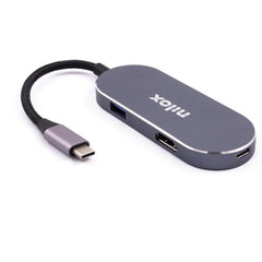 NILOX TECH - Docking station con porta USB-C, tecnologia Power delivery, HDMI 4K, 3 porte USB-C 3.2, potenza massima 87 Watt