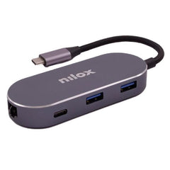 NILOX TECH - Mini docking station con porta USB-C, HDMI 4K, 3 porte USB 3.2, RJ45, tecnologia Power Delivery