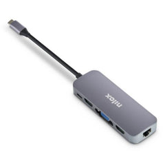 NILOX TECH - Docking station con porta USB-C, 2 porte HDMI 4K, VGA, 3 porte USB 3.2, RJ45, tecnologia Power Delivery, potenza massima 87 Watt