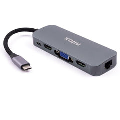 NILOX TECH - Docking station con porta USB-C, 2 porte HDMI 4K, VGA, 3 porte USB 3.2, RJ45, tecnologia Power Delivery, potenza massima 87 Watt