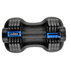NILOX - Manubrio regolabile peso 11KG, solide piastre in acciaio, manico in acciaio diamantato, meccanismo pull-pin, cinque diverse categorie di pesi