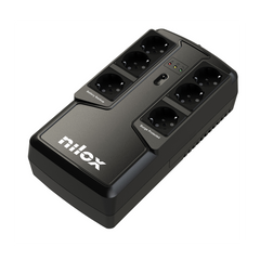 NILOX TECH - UPS Premium Line INTERACTIVE 850VA, connessione USB, 6 Prese Schuko 3 protezione e 3 backup, stabilizzazione Tensione tramite AVR, capacità batteria 5Ah