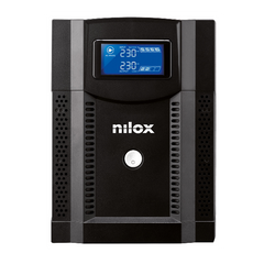 NILOX TECH - UPS Premium Line INTERACTIVE PURE SINEWAVE 3000VA, capacità batteria 9Ah, 2 prese Schuko protette da blackout, regolazione automatica della tensione AVR, display LCD