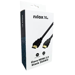 NILOX TECH - Cavo HDMI 3m con connettori tipo A maschio. Risoluzione HD fino a 4K@60 Hz e deep color. Risoluzione HD fino a 4K@60 Hz e deep color. Cavo High speed (Retail pack)