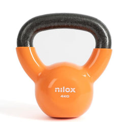 NILOX - Kettlebell  peso con manico da 4KG per allenamento casalingo, superfecie piatta anti rotolamento