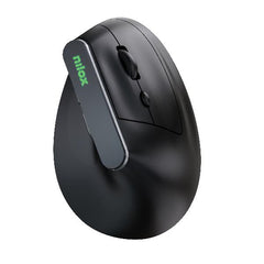 NILOX TECH - Mouse Verticale, connessione wireless DUAL (BT 5.2 e Dongle 2.4GHZ), ricaricabile tramite porta USB-C, cavo incluso, 1600DPI, 6 pulsanti, illuminazione RGB, ergonomico