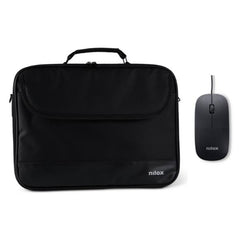 NILOX TECH - Borsa per Notebook/Laptop fino a 15.6", manico e tracolla, cerniera in metallo, interni rinforzati + Mouse ottico USB 1200 DPI, lunghezza cavo 1.2 mt, 3 tasti