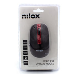 NILOX TECH - Mouse ottico, connessione wireless 2.4 Ghz, 1600DPI, ricezione fino a 10 metri di distanza, funziona con pile AA(non incluse), 4 tasti, design ergonomico