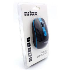 NILOX TECH - Mouse ottico, connessione wireless 2.4 Ghz, 1600DPI, ricezione fino a 10 metri di distanza, funziona con pile AA(non incluse), 4 tasti, design ergonomico