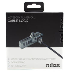 NILOX TECH - Lucchetto di sicurezza con combinazione, lunghezza cavo 1.8 mt, combinazione riconfigurabile a 4 cifre, slot di sicurezza Kensington® K-Slot standard
