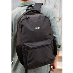 NILOX TECH - Zaino per Notebook/Laptop 15.6", materiale riciclato, 2 ampi scomparti, tasche esterne, spallacci imbottiti e regolabili