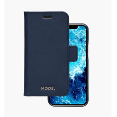 New York - Custodia in pelle Saffiano per iPhone 12 mini - Blu