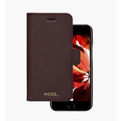 New York - Custodia in pelle Saffiano per iPhone SE/8/7 - Marrone