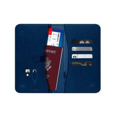 PASSPORTD - Custodia porta documenti, passaporti in pelle sintetica con chiusura magnetica e tasca porta scheda Sim e slot per carte