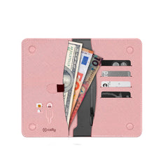 PASSPORTV - Custodia porta documenti, passaporti in pelle sintetica con chiusura magnetica e tasca porta scheda Sim e slot per carte