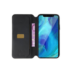 PRESTIGE - Custodia ad agenda ultrasottile con finitura morbida con effetto opaco colore nero compatibile con Apple iPhone Xs/ iPhone XApple iPhone Xr
