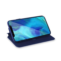 PRESTIGE - Custodia ad agenda ultrasottile con finitura morbida con effetto opaco colore blu compatibile con Apple iPhone Xs Max