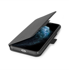 PRESTIGEM - Custodia ad agenda ultrasottile con finitura morbida con effetto opaco colore nero compatibile con Apple iPhone 11 Pro Max