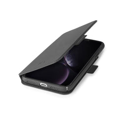PRESTIGEM - Custodia ad agenda ultrasottile con finitura morbida con effetto opaco colore nero compatibile con Apple iPhone Xr