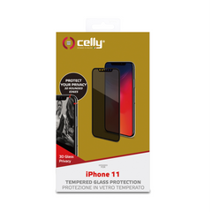 PRIVACY 3D GLASS - Vetro 9H con bordo colorato nero per schermo curvo con effetto Privacy compatibile con Apple iPhone 11