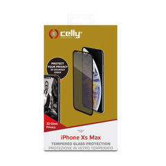 PRIVACY 3D GLASS - Vetro 9H con bordo colorato nero per schermo curvo con effetto Privacy compatibile con Apple iPhone Xs Max