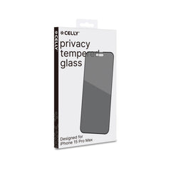PRIVACY FULL GLASS - Vetro 9H con effetto Privacy e bordo colorato nero compatibile con Apple iPhone 15 Pro Max