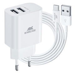 CARICATORE DA MURO 12W  2 USB A + CAVO RICARICA USB C