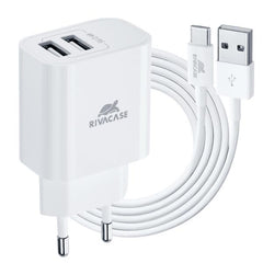 CARICATORE DA MURO 12W  2 USB A + CAVO RICARICA USB C