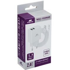 CARICATORE DA MURO 12W  2 USB A + CAVO RICARICA USB C