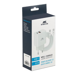 CARICATORE DA PARETE USB-C 20W PD + CAVO USB C / USB C