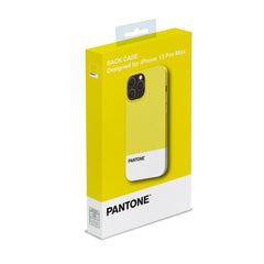PANTONE - Cover in TPU bicolore giallo e bianco bordi anti-scivolo protezione tasti laterali compatibile con Apple iPhone 13 Pro Max