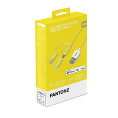 PANTONE - Cavo 3in1 connettori input MicroUsb/USB-C/Lightning con connettore output USB-A, lunghezza cavo 1.2 mt