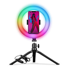 PYTRIPOD - Kit treppiede da tavolo + anello luminoso con luci LED RGB, 3 livelli intensità luce, telecomando, braccio flessibile, utilizzabile in orizz. e verticale  [PREMIUM LINE]