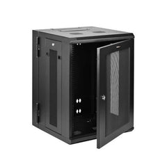 Armadio Rack 19" 15U a Muro - Server Rack 19 pollici a 4 montanti con cerniere - Rack Dati Ventilato con Ripiano 1U e Pannelli Laterali Rimovibili per apparecchiature dati/AV/elett