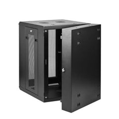 Armadio Rack 19" 15U a Muro - Server Rack 19 pollici a 4 montanti con cerniere - Rack Dati Ventilato con Ripiano 1U e Pannelli Laterali Rimovibili per apparecchiature dati/AV/elett