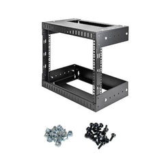 Armadio Rack di Rete per Montaggio a Parete 8U 19", Server Rack a 2 Montanti a Telaio Aperto, Profondità Regolabile, Quadro Rack per Switch/Computer/AV/IT/Patch Panel, Viti e Dadi