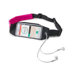 RUNBDUO - Cintura elastica regolabile ultra leggera, tasca interna porta smartphone, finestra trasparente per utilizzo touch, auricolari stereo jack 3,5mm, compatibili device 5"