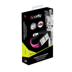 RUNBDUO - Cintura elastica regolabile ultra leggera, tasca interna porta smartphone, finestra trasparente per utilizzo touch, auricolari stereo jack 3,5mm, compatibili device 5"