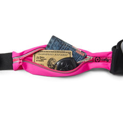 RUNBDUO - Cintura elastica regolabile ultra leggera, tasca interna porta smartphone, finestra trasparente per utilizzo touch, auricolari stereo jack 3,5mm, compatibili device 5"