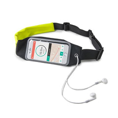 RUNBDUO - Cintura elastica regolabile ultra leggera, tasca interna porta smartphone, finestra trasparente per utilizzo touch, auricolari stereo jack 3,5mm, compatibili device 5"