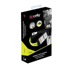 RUNBDUO - Cintura elastica regolabile ultra leggera, tasca interna porta smartphone, finestra trasparente per utilizzo touch, auricolari stereo jack 3,5mm, compatibili device 5"