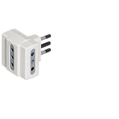 Adattatore 3 Prese F. 10A, Presa Maschio 10A -Bianco-