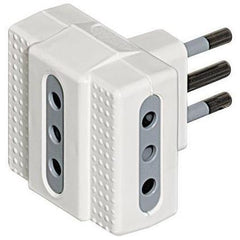 Adattatore 3 Prese F. 10A, Presa Maschio 10A -Bianco-