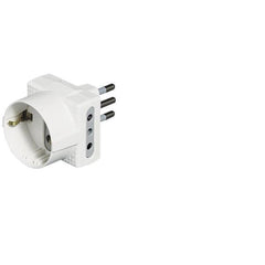 Adattatore 2 Prese F. 10A,e Presa F. Tedesca, Presa Maschio 10A -Bianco-
