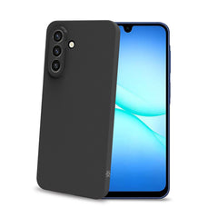 SANDCASE - Cover morbida in TPU con tasti e bordo fotocamera colore a contrasto, effetto sabbiato colore trasparente nero compatibile con Samsung Galaxy A17 5G/ A17 5G EE/ A17 4G