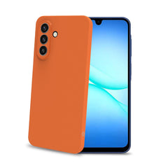 SANDCASE - Cover morbida in TPU con tasti e bordo fotocamera a contrasto, effetto sabbiato colore trasparente arancione compatibile con Samsung Galaxy A17 5G/ A17 5G EE/ A17 4G