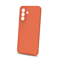 SANDCASE - Cover morbida in TPU con tasti e bordo fotocamera a contrasto, effetto sabbiato colore trasparente arancione compatibile con Samsung Galaxy A17 5G/ A17 5G EE/ A17 4G