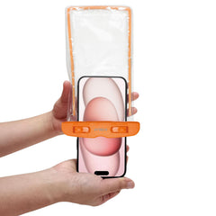 SPLASHBAG24 - Custodia impermeabile per smartphone fino a 7" dimensione display, design trasparente, chiusura ermetica, laccio a collo incluso